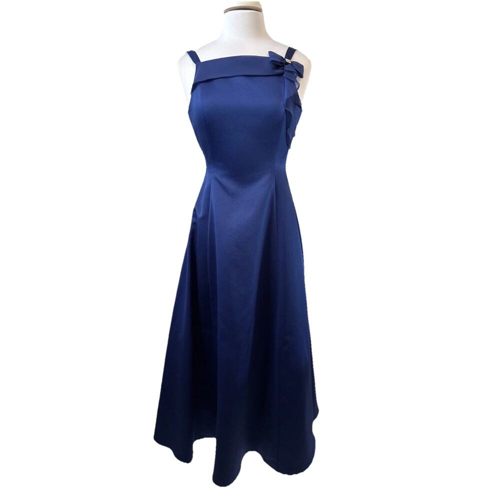 David’s Bridal‎ Royal Bow Blue Formal Gown Dress Junior 16 Prom Bridesmaid Party